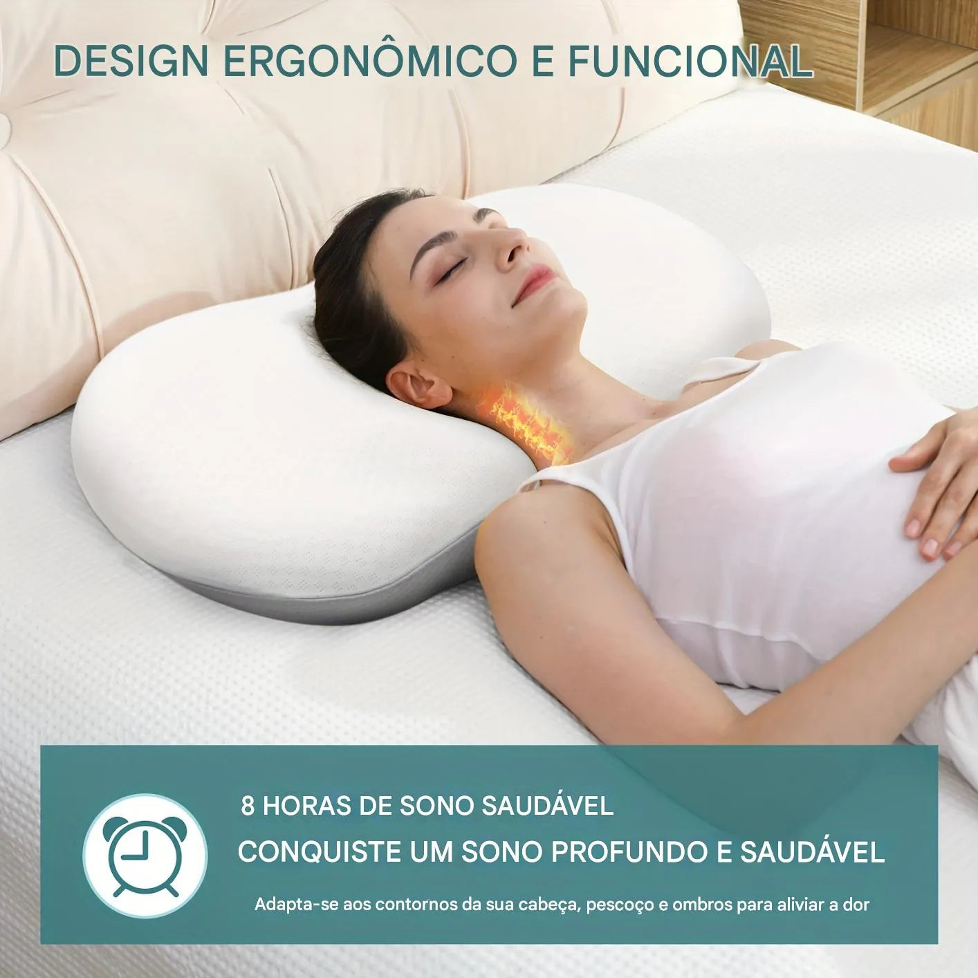 Travesseiro Cervical de Espuma Viscoelástica Ortopédica Ortoluxxe