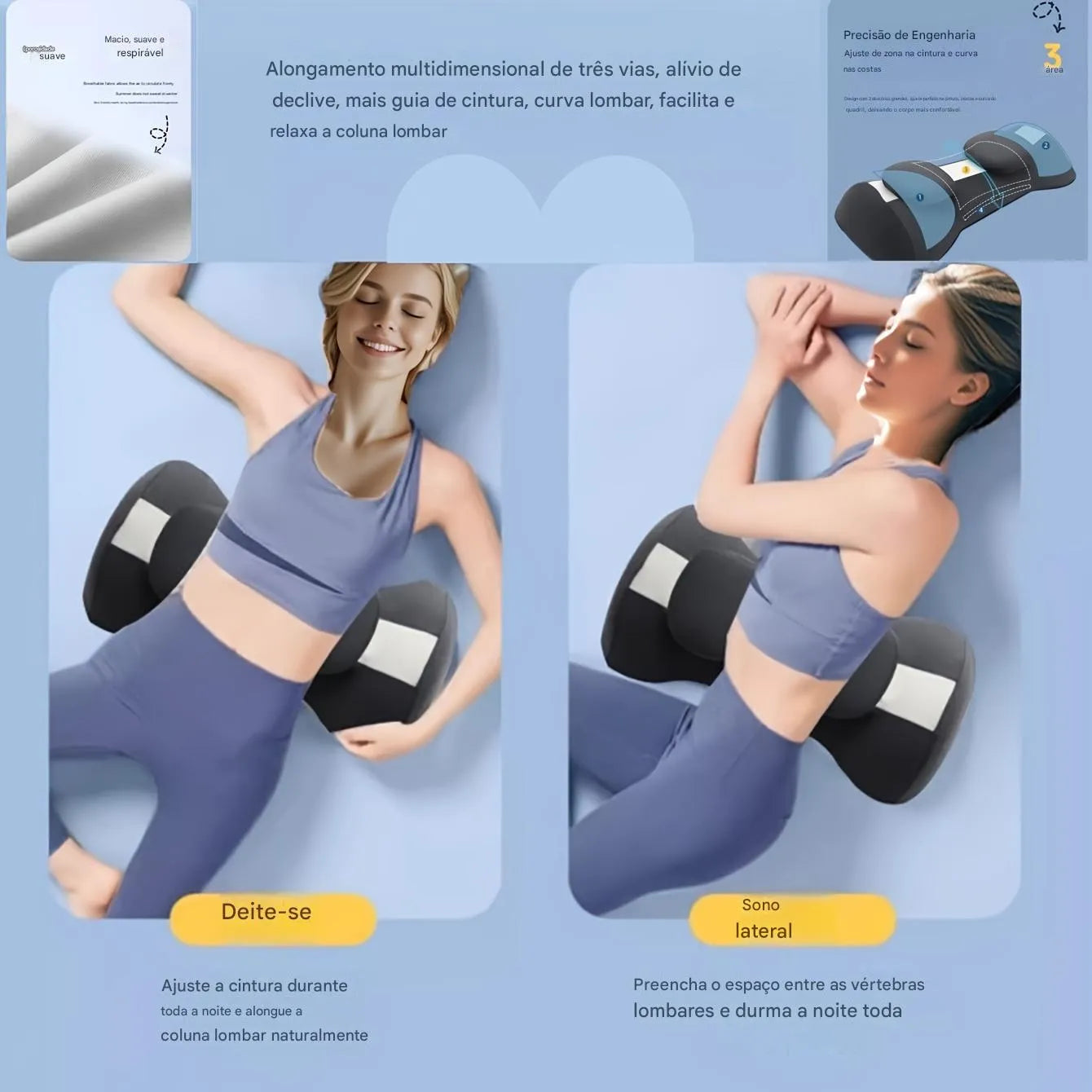 Travesseiro Ergonômico com Suporte para Pescoço, Costas e Conforto Ortoluxxe