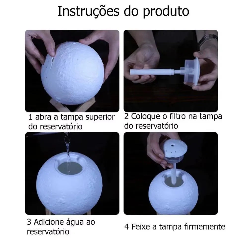 Luminária Umidificador Lua 3D