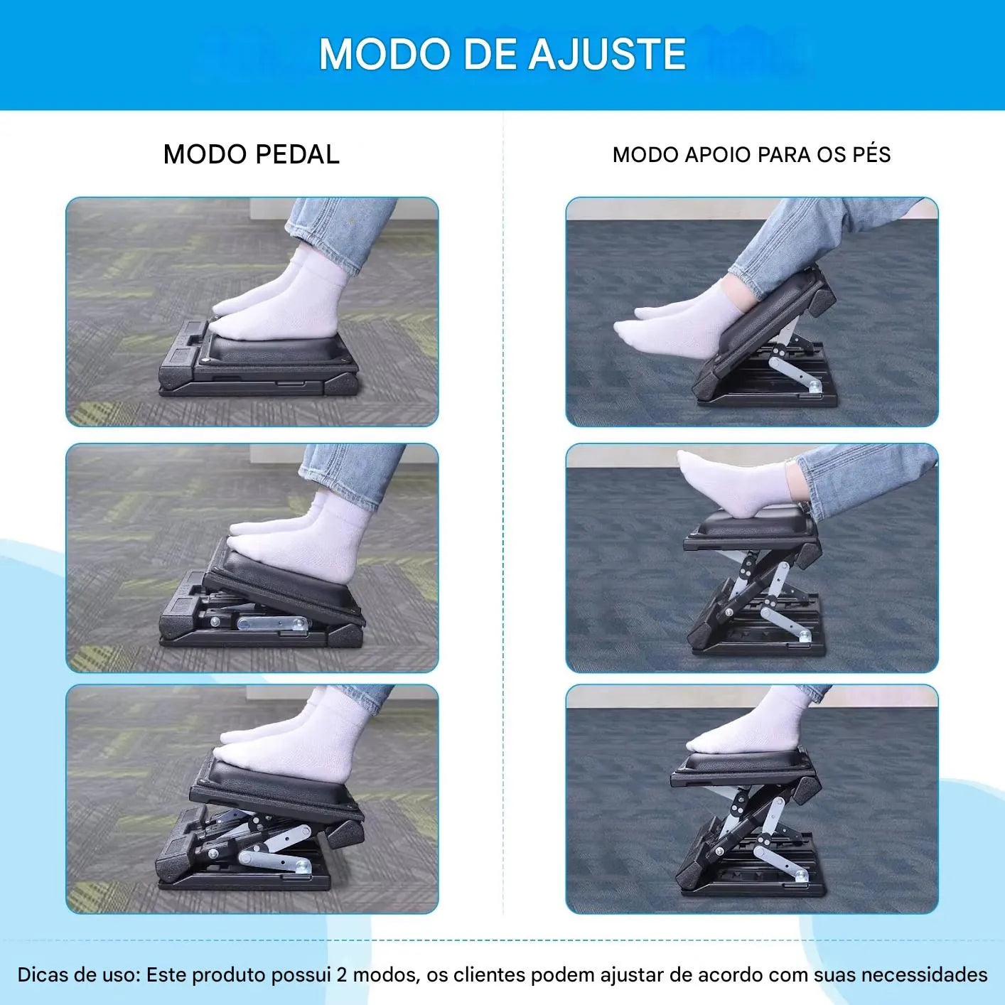 Apoio para Pés Ajustável Ergonômico Dobrável para Escritório