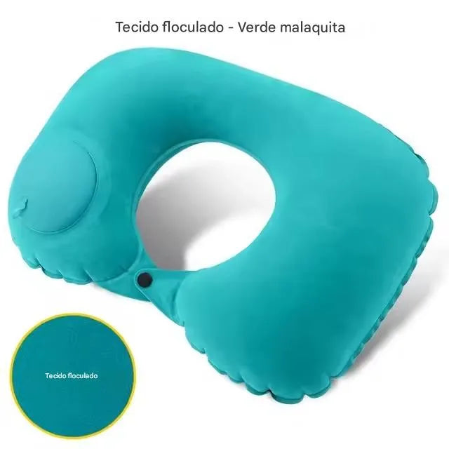 Travesseiro de Viagem Inflável em U com Suporte Cervical