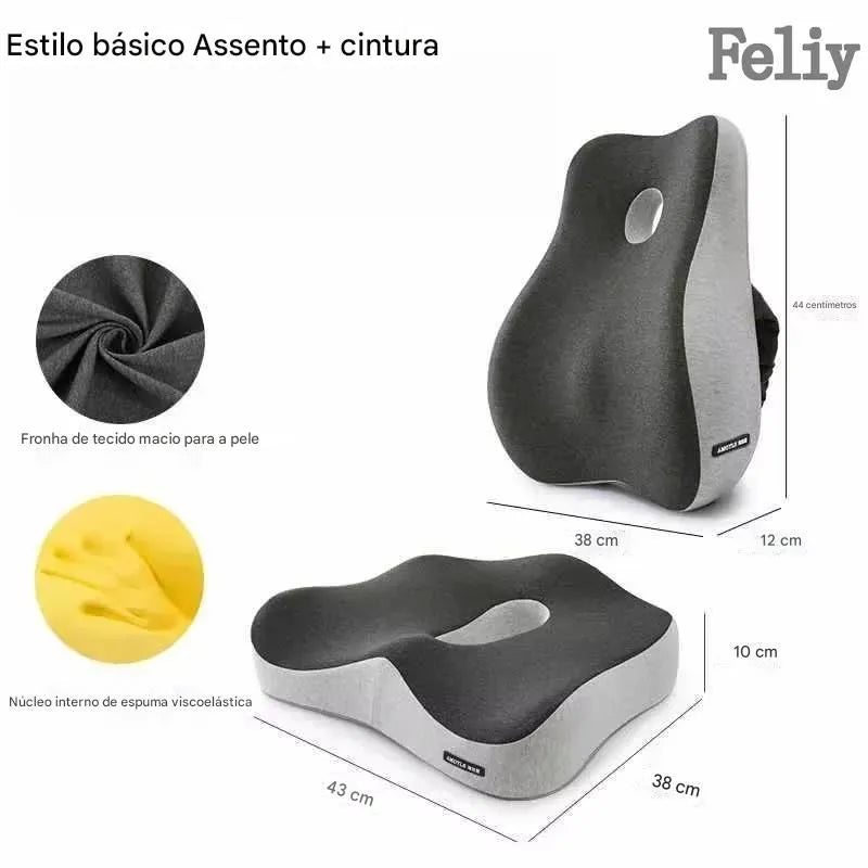 Almofada Ortopédica Memory Foam para Assento e Lombar