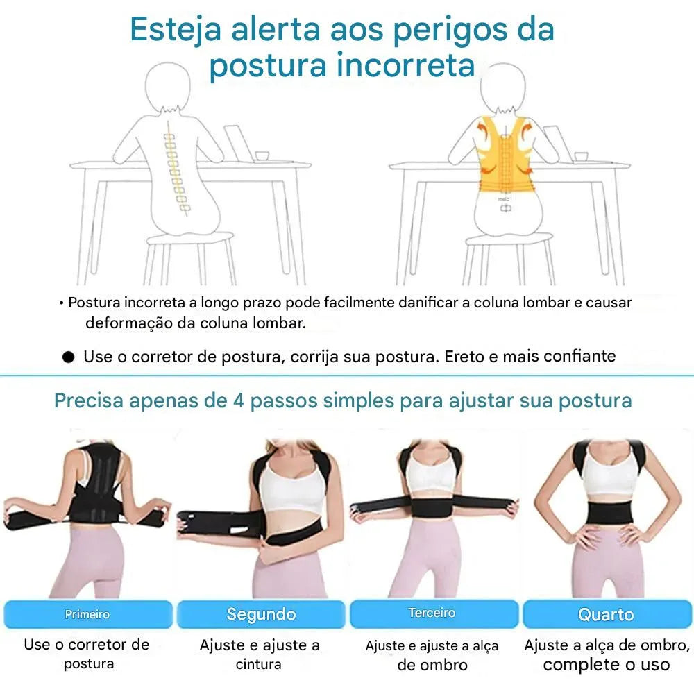 Corretor de postura ajustável para as costas Ortoluxxe