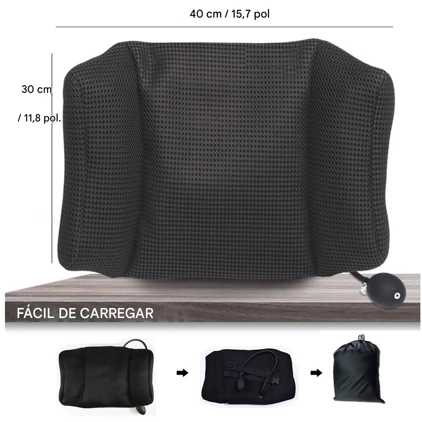 Almofada Lombar Inflável Portátil