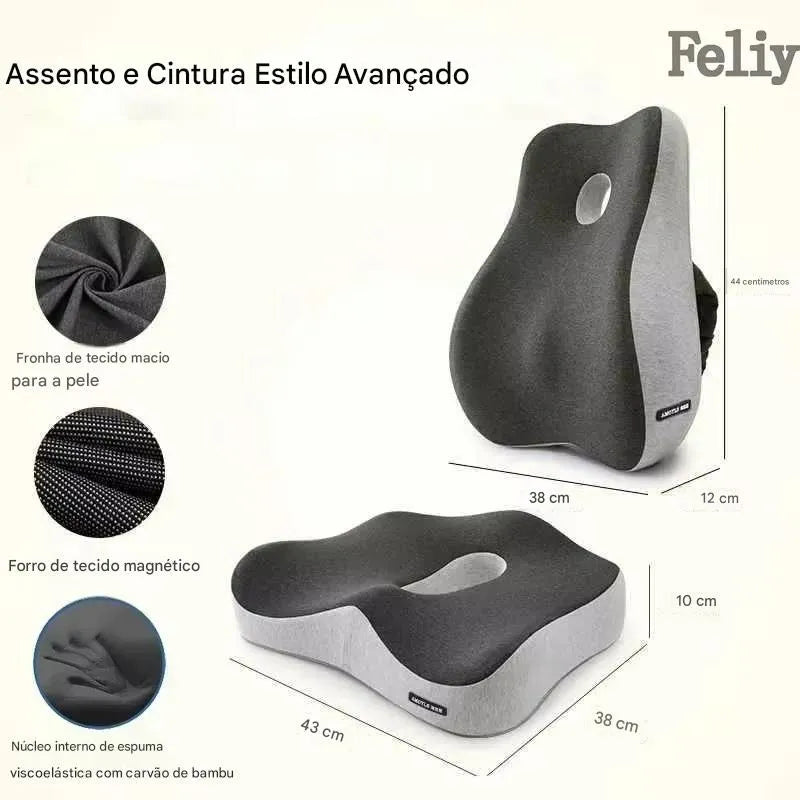 Almofada Ortopédica Memory Foam para Assento e Lombar