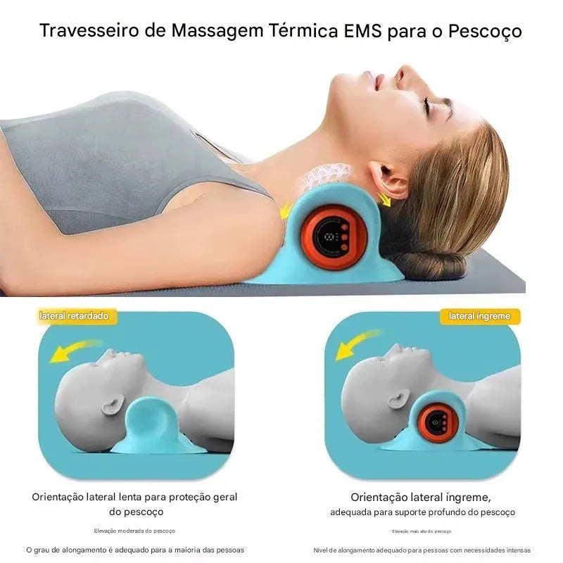 Travesseiro Cervical Massageador Elétrico com Tração e Vibração