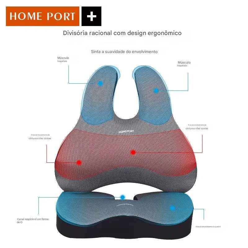 Almofada de Assento Memory Foam com Suporte Lombar