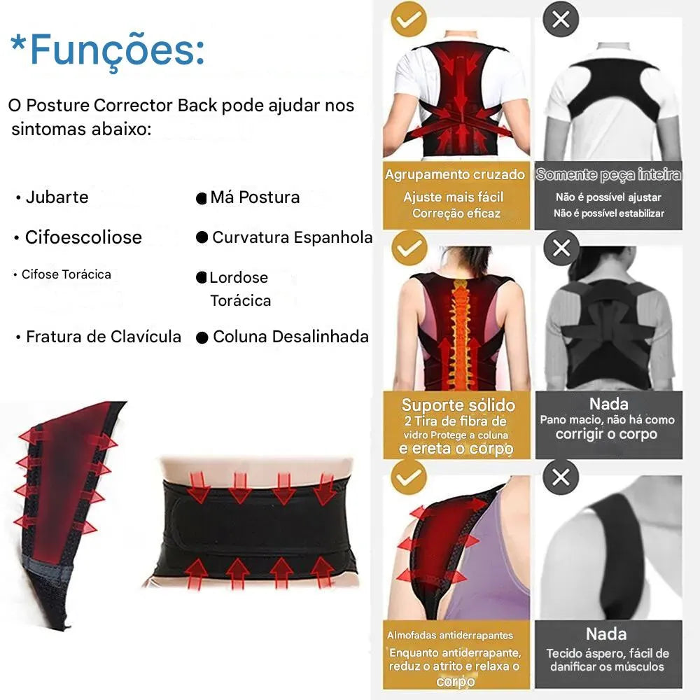 Corretor de postura ajustável para as costas Ortoluxxe