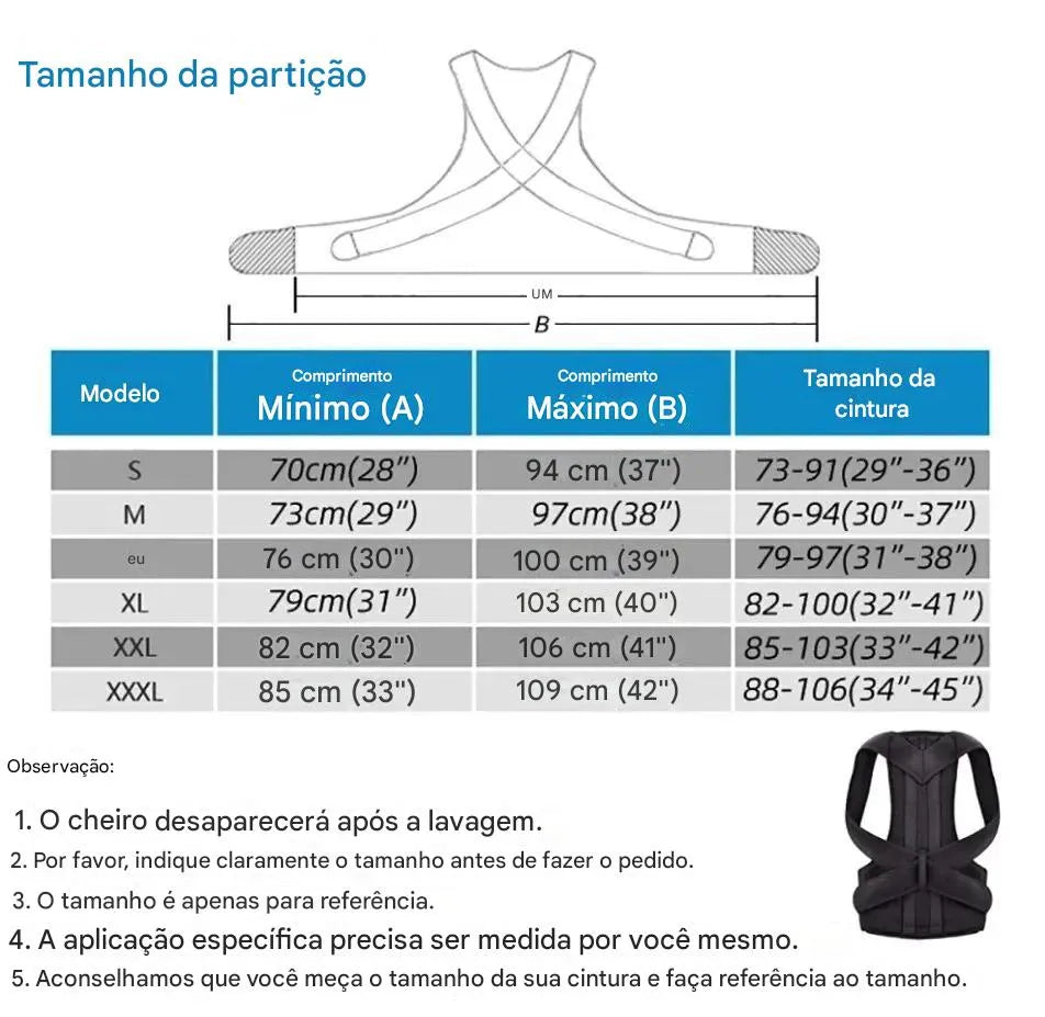 Corretor de postura ajustável para as costas Ortoluxxe