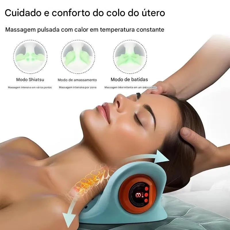 Travesseiro Cervical Massageador Elétrico com Tração e Vibração