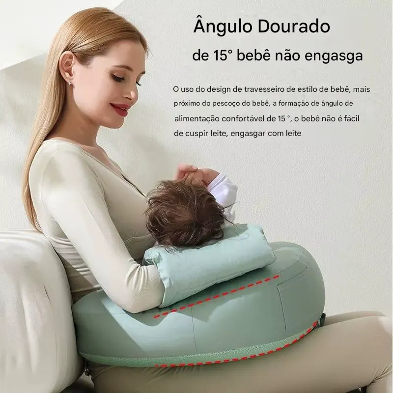 Almofada de Amamentação MomCare Ortoluxxe com Suporte Ergonômico e Mãos Livres