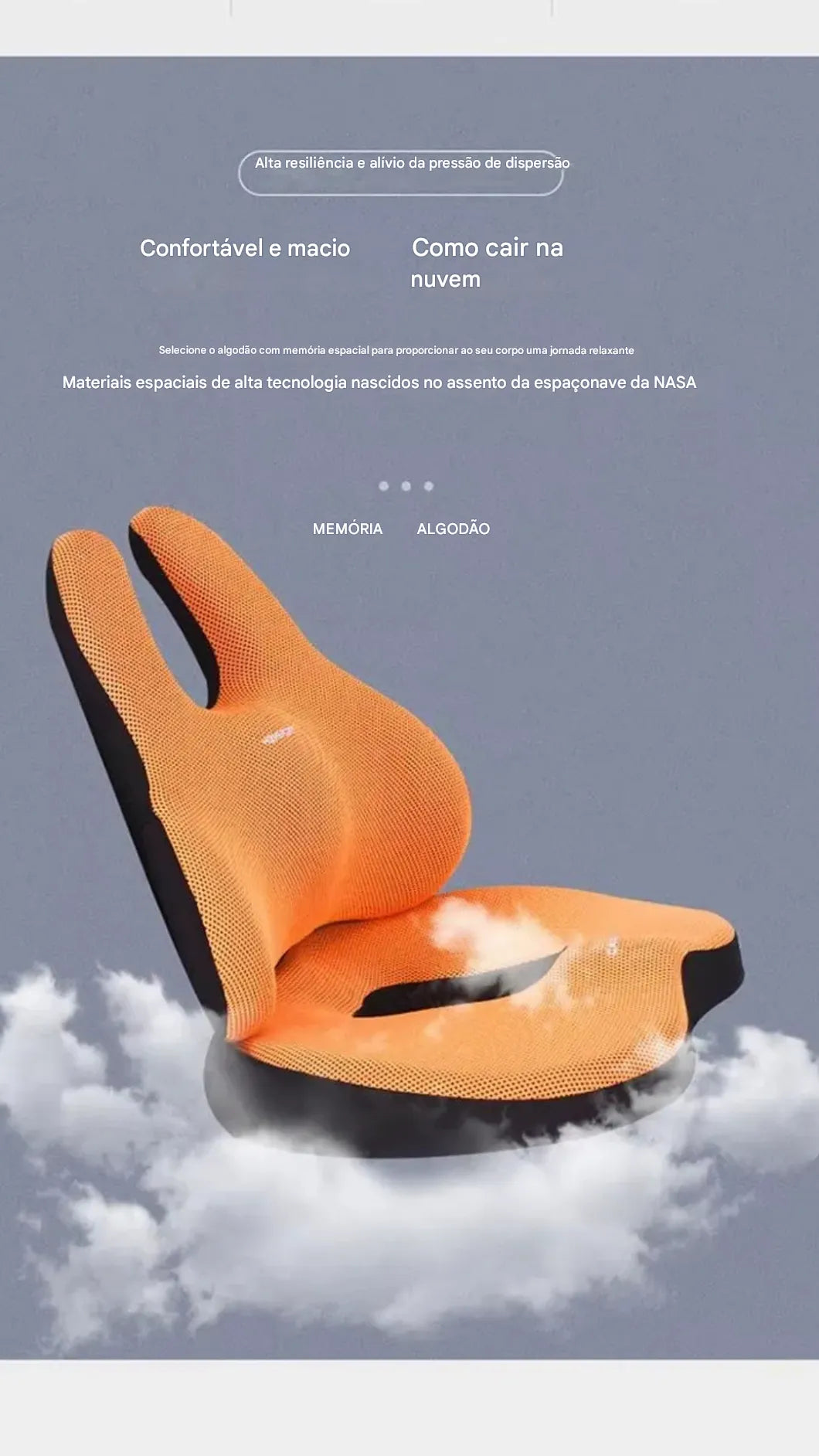 Almofada de Assento Memory Foam com Suporte Lombar