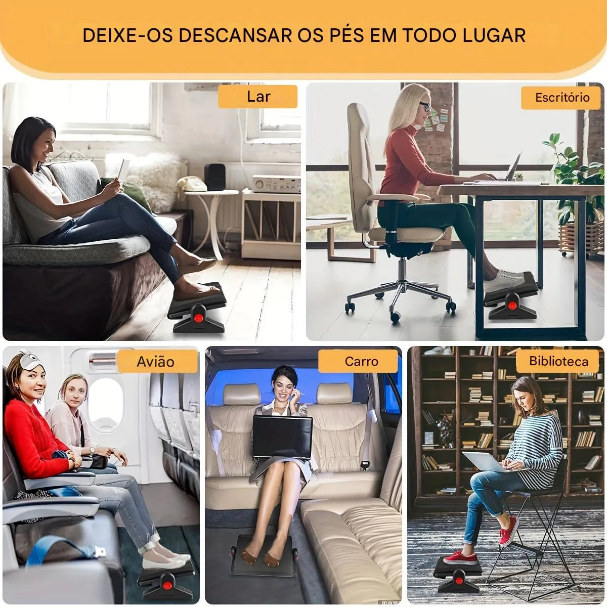 Apoio para os Pés Ergonômico de Escritório com Almofada Removível