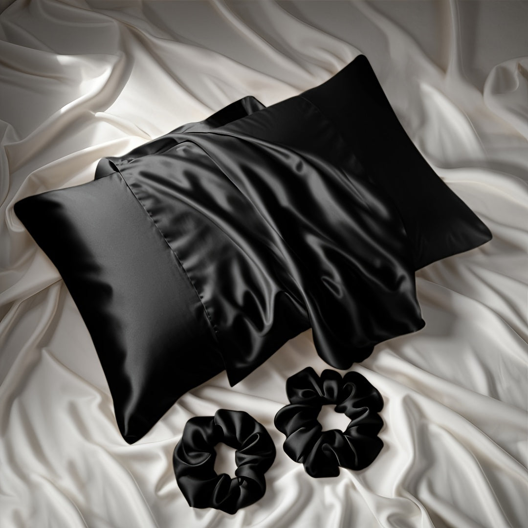 Conjunto Luxuoso de 3 Peças em Material Acetinado para Quarto e Banheiro Ortoluxxe