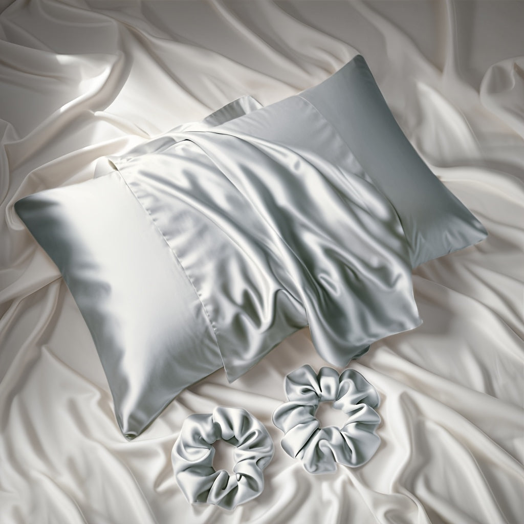 Conjunto Luxuoso de 3 Peças em Material Acetinado para Quarto e Banheiro Ortoluxxe