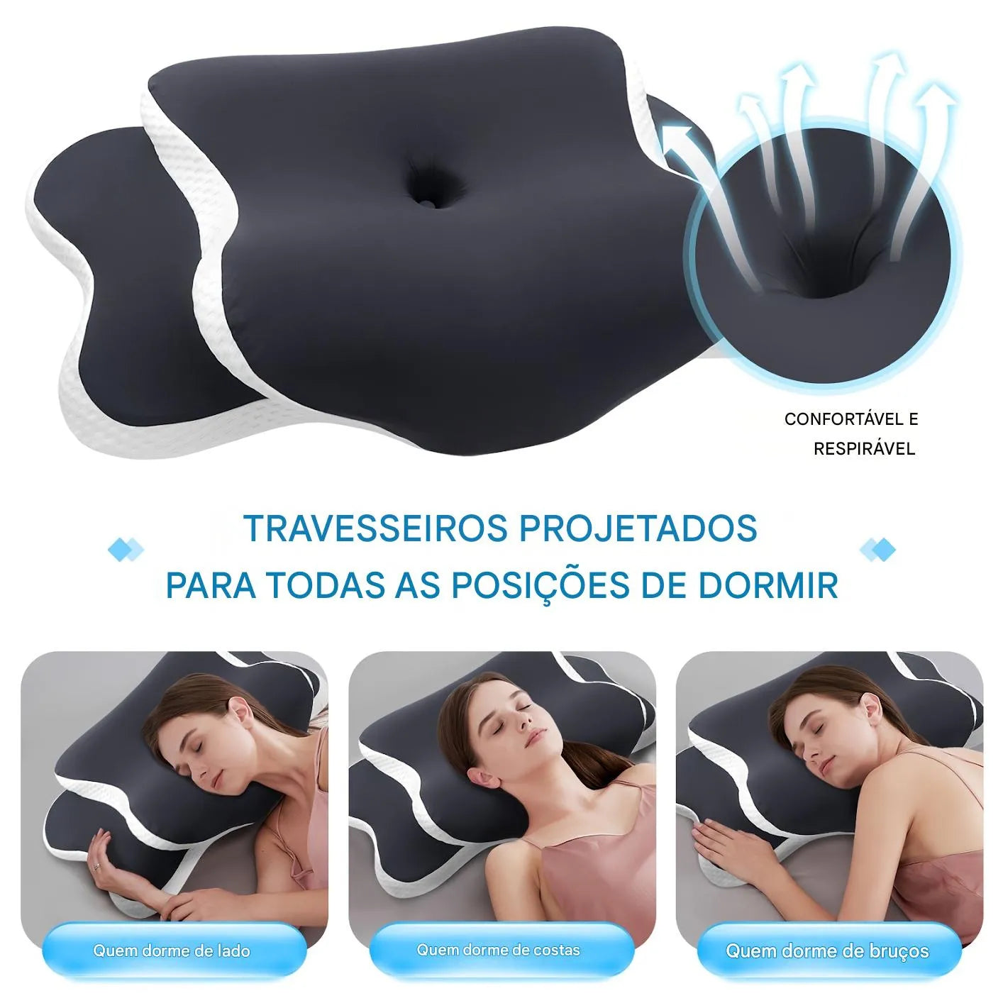 Travesseiro Viscoelástico em Formato de Borboleta Ortoluxxe