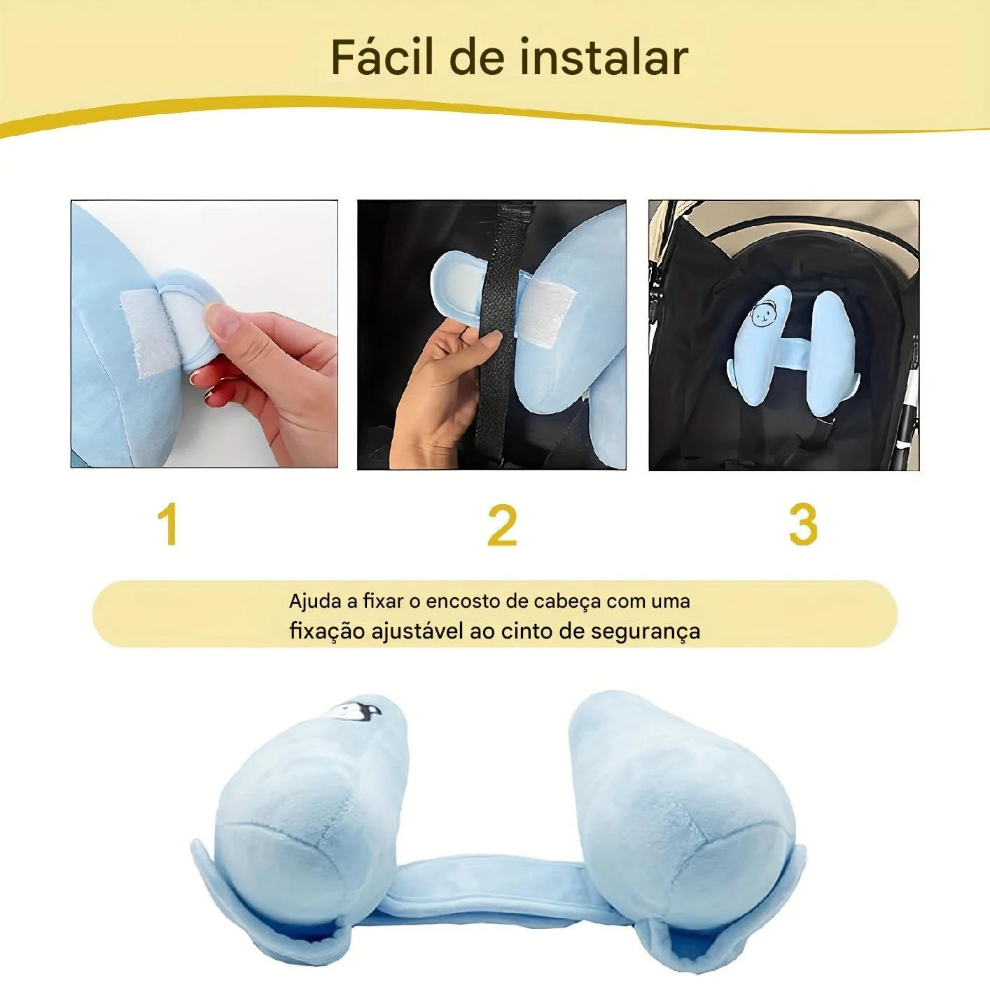 Almofada de Encosto de Cabeça Ajustável para Assento de Segurança Infantil Ortoluxxe