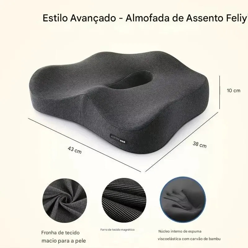 Almofada Ortopédica Memory Foam para Assento e Lombar