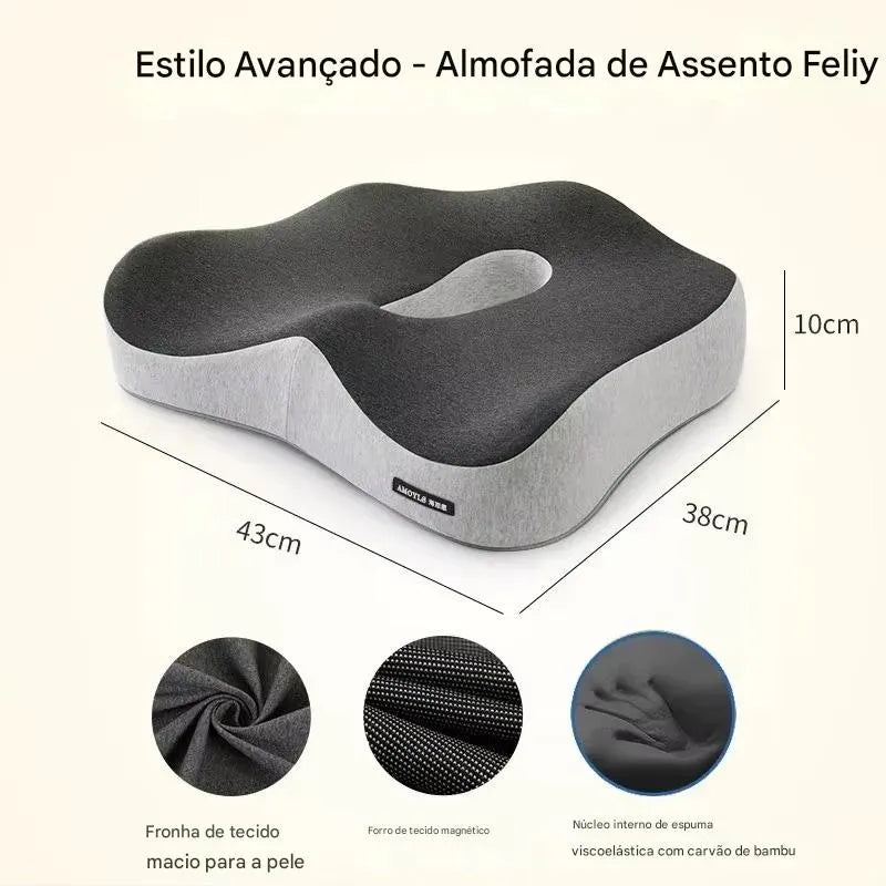 Almofada Ortopédica Memory Foam para Assento e Lombar