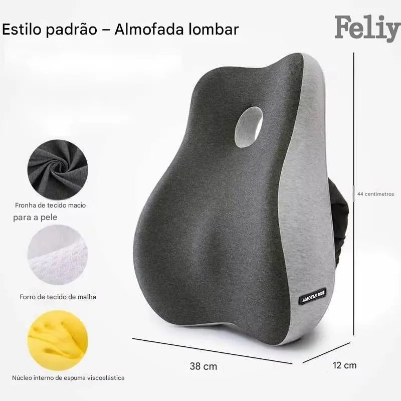 Almofada Ortopédica Memory Foam para Assento e Lombar