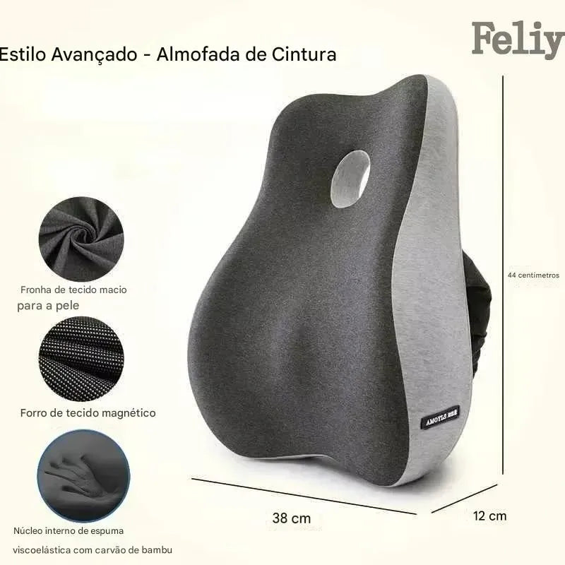 Almofada Ortopédica Memory Foam para Assento e Lombar