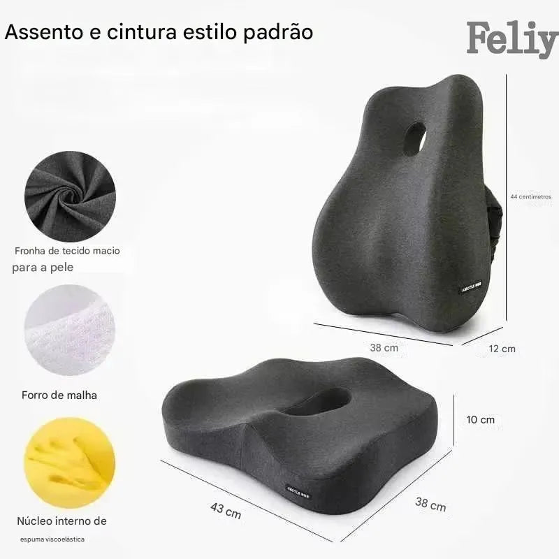 Almofada Ortopédica Memory Foam para Assento e Lombar