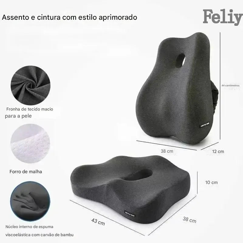 Almofada Ortopédica Memory Foam para Assento e Lombar