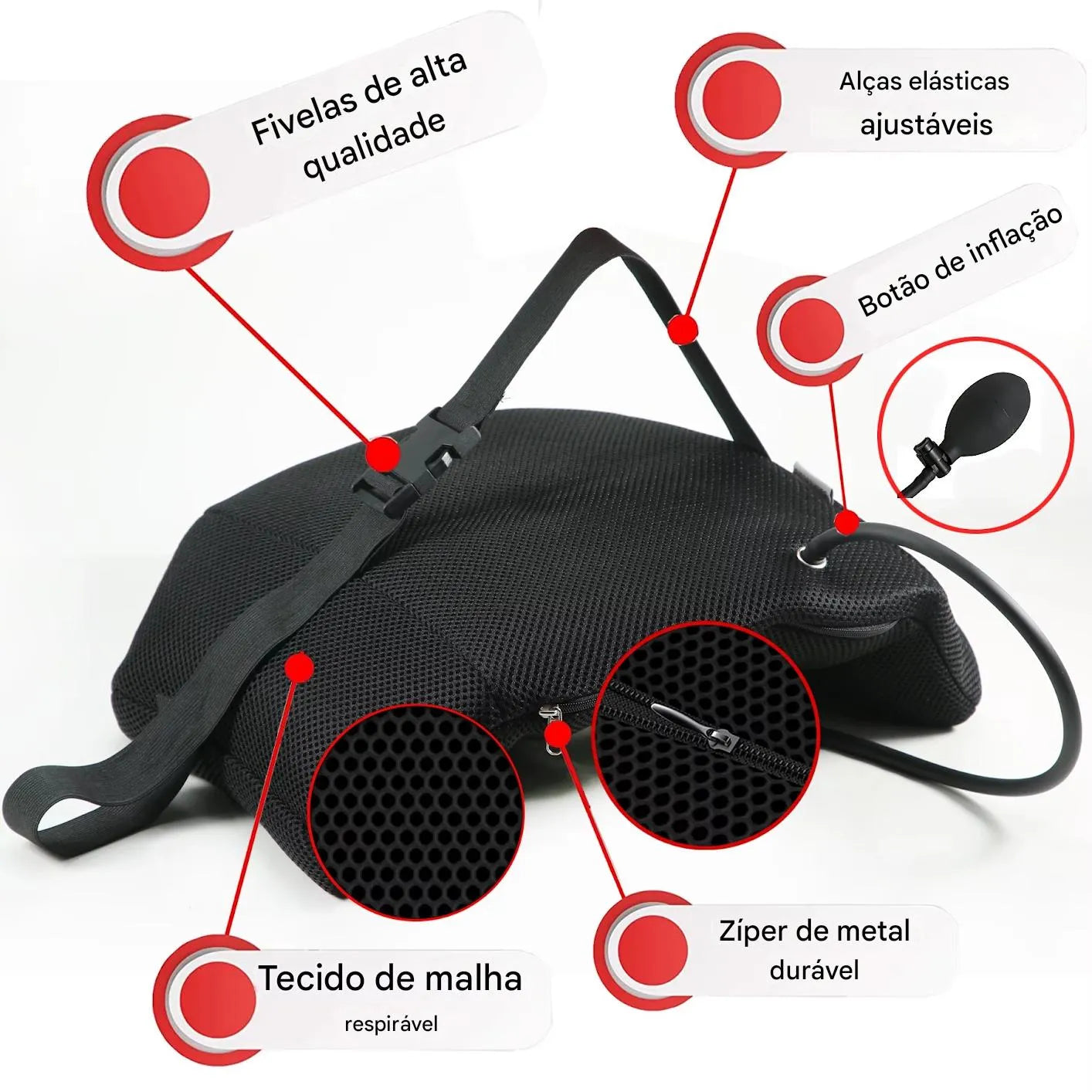 Almofada Lombar Inflável Portátil