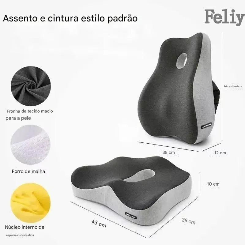 Almofada Ortopédica Memory Foam para Assento e Lombar