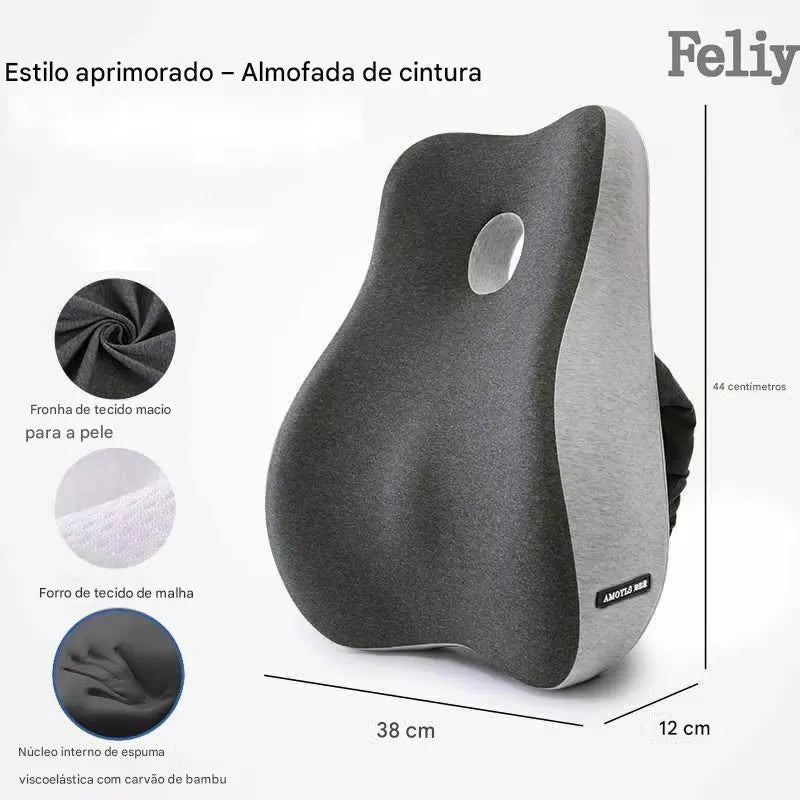 Almofada Ortopédica Memory Foam para Assento e Lombar