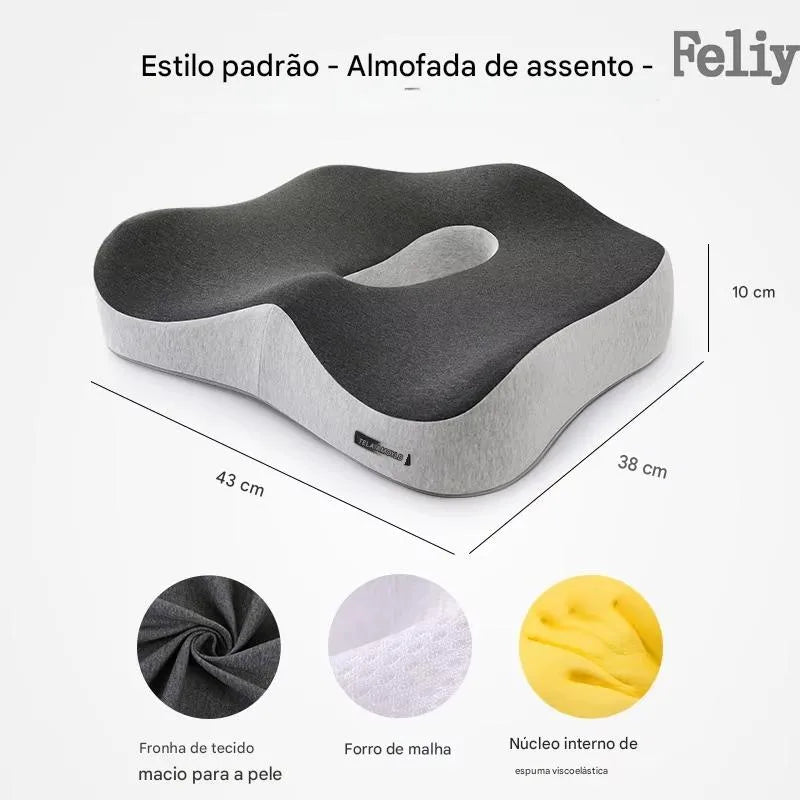 Almofada Ortopédica Memory Foam para Assento e Lombar