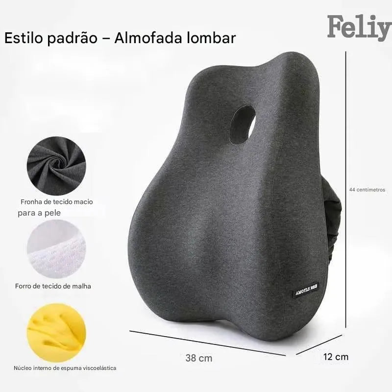 Almofada Ortopédica Memory Foam para Assento e Lombar