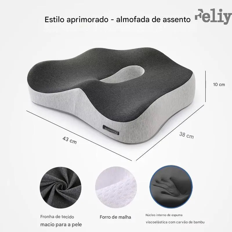 Almofada Ortopédica Memory Foam para Assento e Lombar