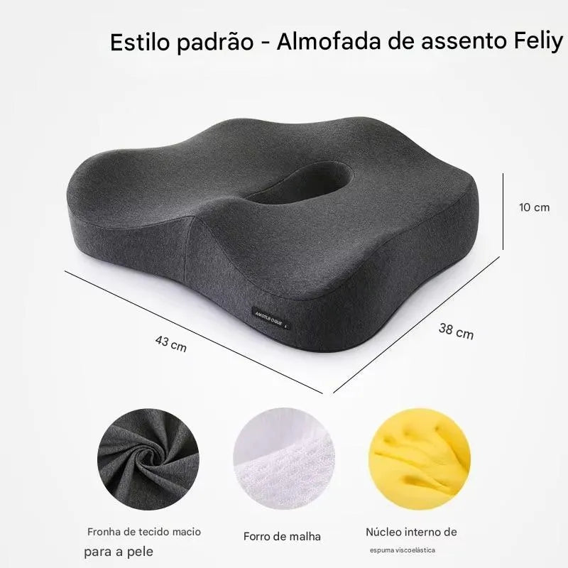 Almofada Ortopédica Memory Foam para Assento e Lombar