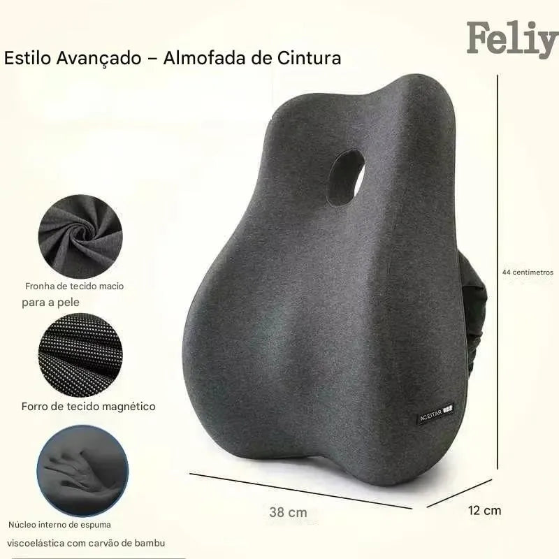 Almofada Ortopédica Memory Foam para Assento e Lombar