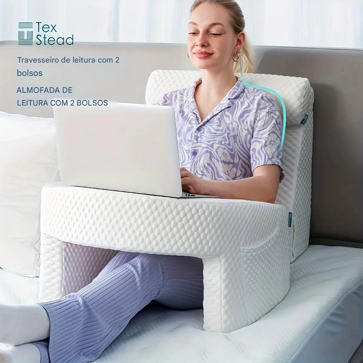 Almofada de Leitura com Apoio de Braços