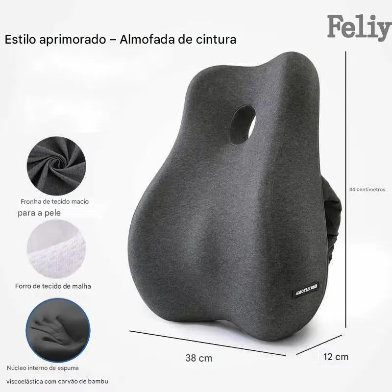 Almofada Ortopédica Memory Foam para Assento e Lombar