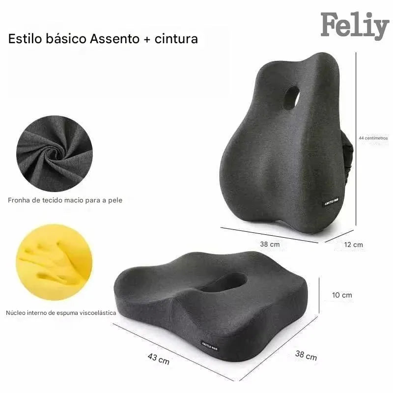 Almofada Ortopédica Memory Foam para Assento e Lombar