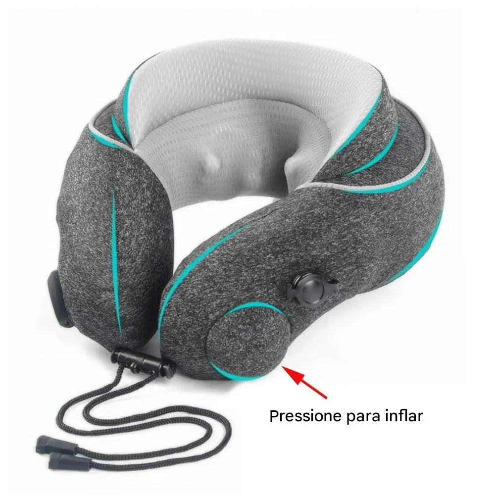 Travesseiro de Viagem Inflável com Massageador Cervical