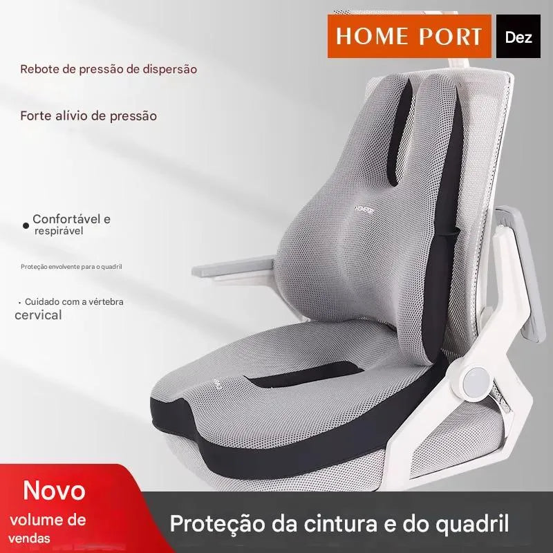 Almofada de Assento Memory Foam com Suporte Lombar