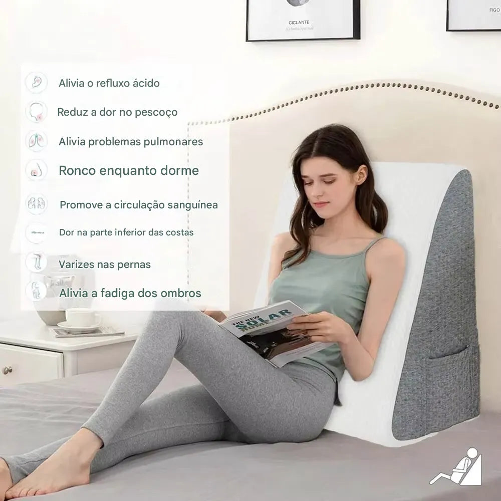 Travesseiro OrtoCune Suporte Triangular para Refluxo Ácido e Pós-Cirurgia