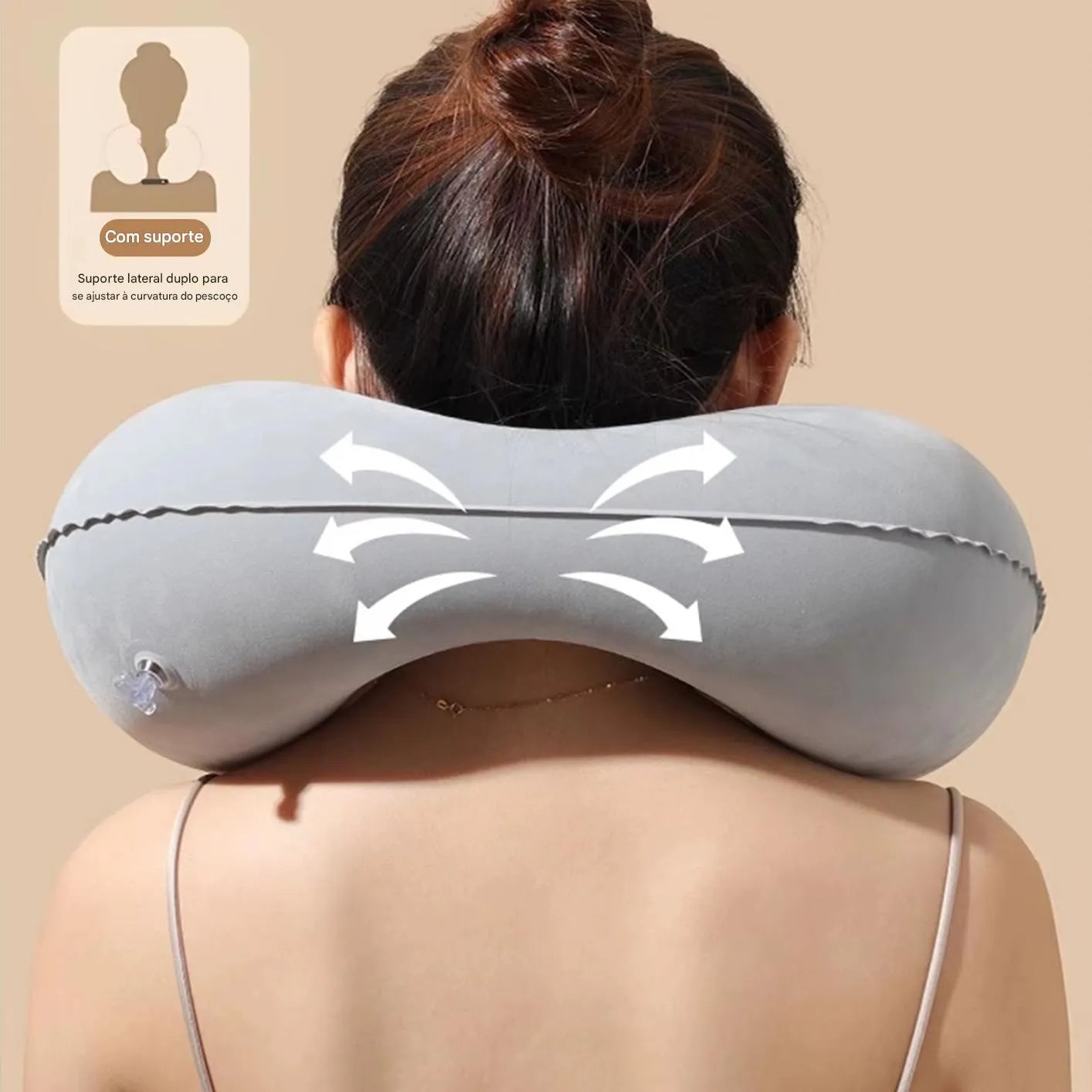 Travesseiro de Viagem Inflável em U com Suporte Cervical