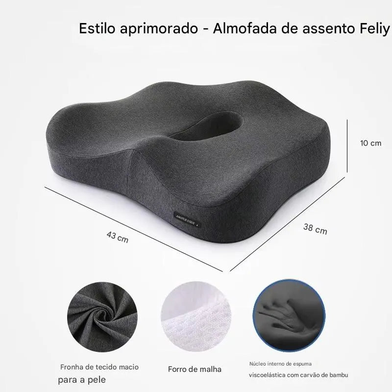Almofada Ortopédica Memory Foam para Assento e Lombar