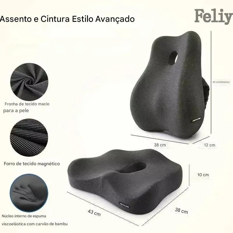 Almofada Ortopédica Memory Foam para Assento e Lombar