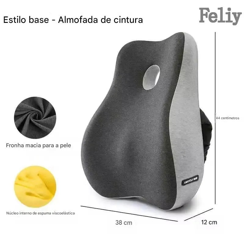 Almofada Ortopédica Memory Foam para Assento e Lombar
