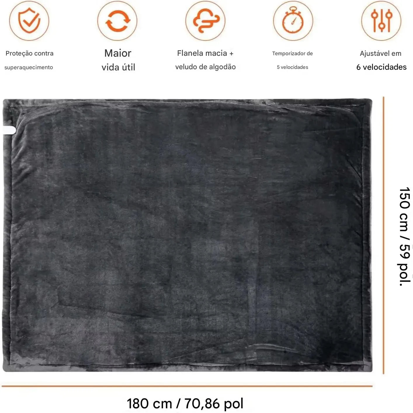 Cobertor Elétrico Macio com Ajuste de Temperatura