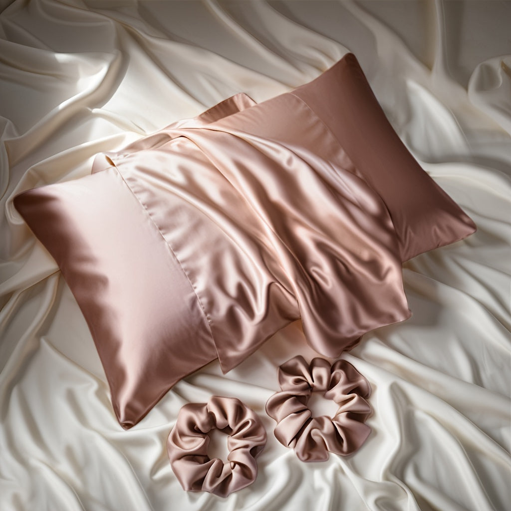Conjunto Luxuoso de 3 Peças em Material Acetinado para Quarto e Banheiro Ortoluxxe