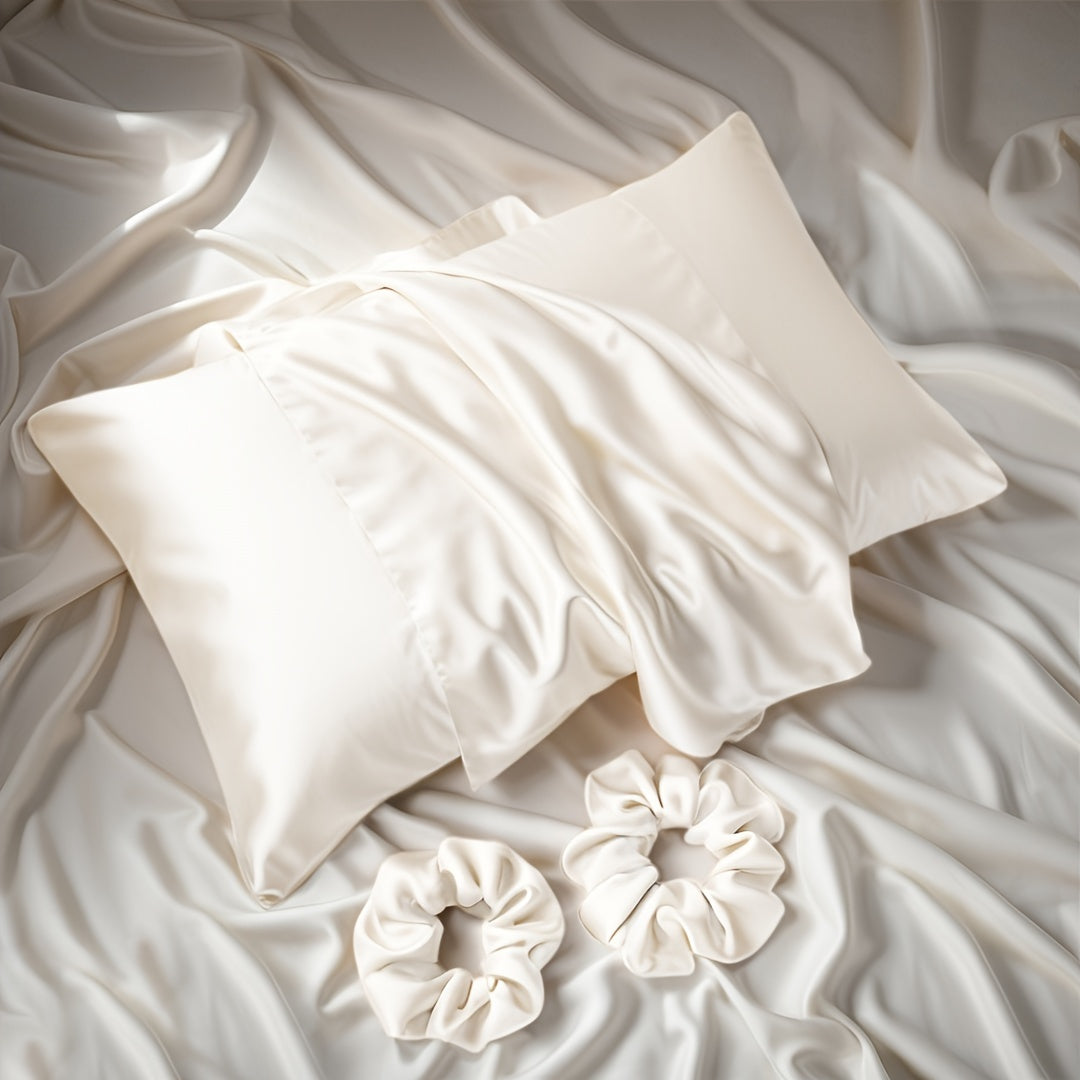 Conjunto Luxuoso de 3 Peças em Material Acetinado para Quarto e Banheiro Ortoluxxe