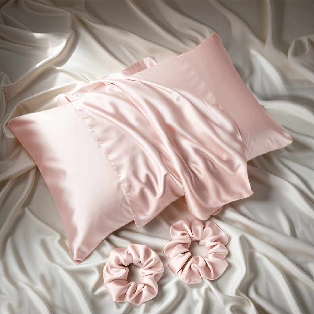 Conjunto Luxuoso de 3 Peças em Material Acetinado para Quarto e Banheiro Ortoluxxe